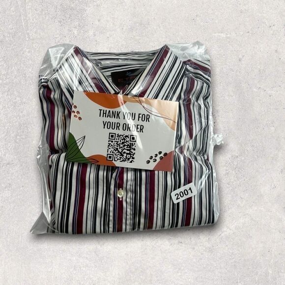 Etro Milano Button-Up Shirt Mens Size 42 (Medium) Multicolor Striped Italy - Picture 10 of 10